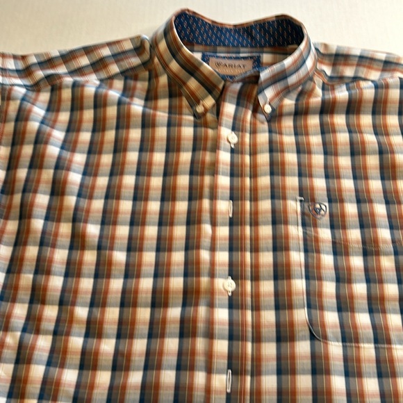 Ariat Scout Wrinkle Free Button-up Brown Plaid Western Cowboy Shirt. Size XXL - Picture 4 of 12
